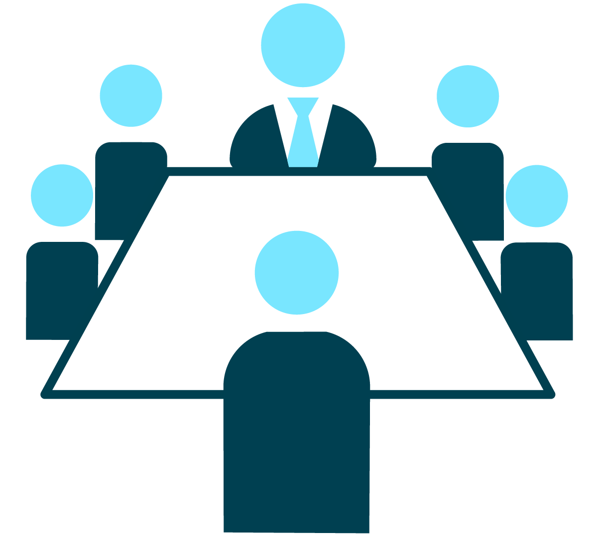 Decorative image: Diagram with board members sitting round a table having a meeting.