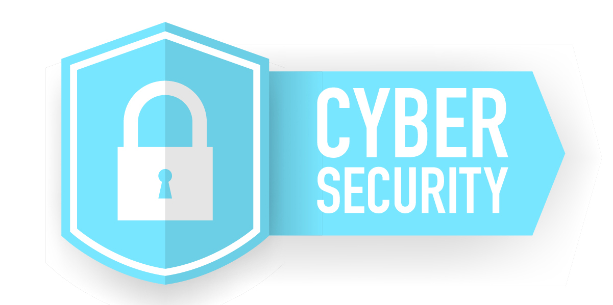 Decorative image: Lock icon with ‘Cyber security’ written beside it